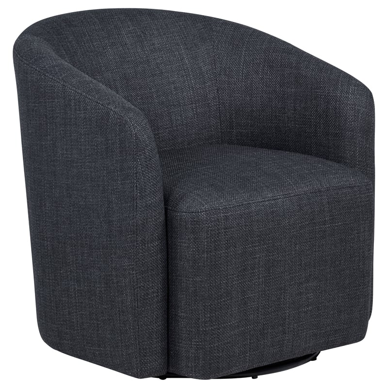 Pemberly Row Transitional Fabric Swivel Accent Chair in Anthracite Gray