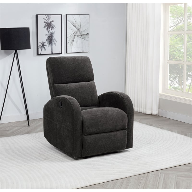 Pemberly Row Transitional Fabric Power Recliner Chair in Charcoal Gray