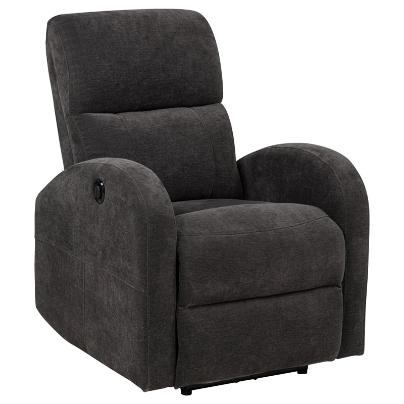 Pemberly Row Transitional Fabric Power Recliner Chair in Charcoal Gray