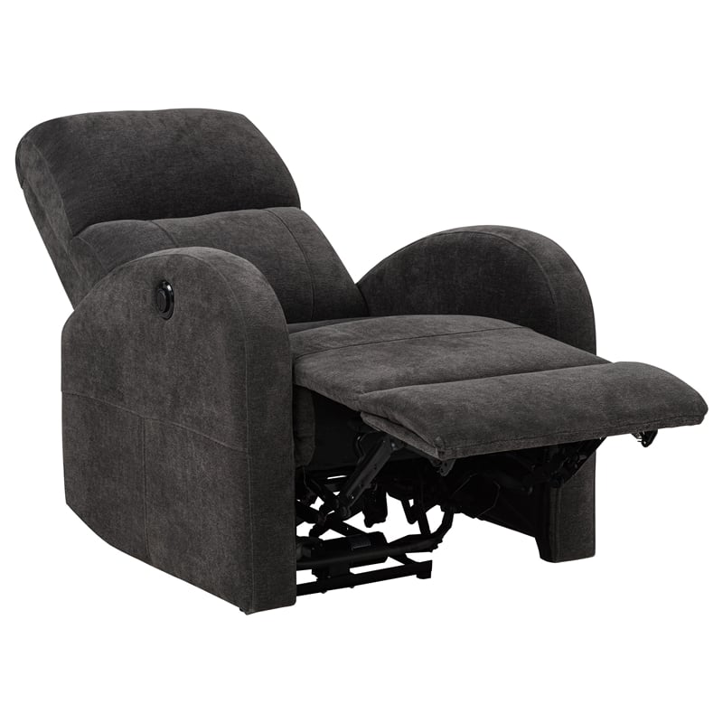 Pemberly Row Transitional Fabric Power Recliner Chair in Charcoal Gray