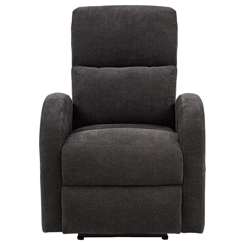 Pemberly Row Transitional Fabric Power Recliner Chair in Charcoal Gray