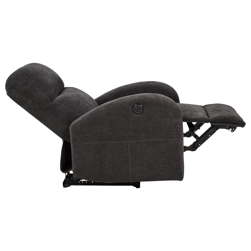Pemberly Row Transitional Fabric Power Recliner Chair in Charcoal Gray