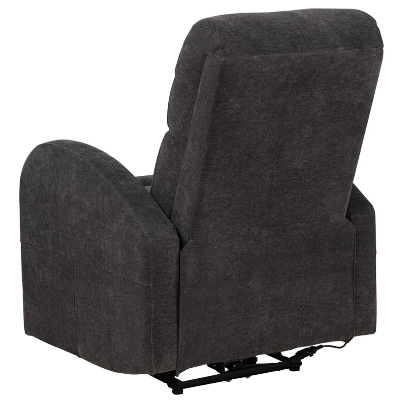 Pemberly Row Transitional Fabric Power Recliner Chair in Charcoal Gray