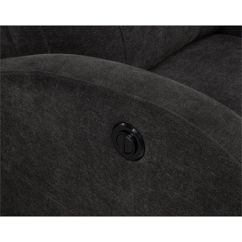 Pemberly Row Transitional Fabric Power Recliner Chair in Charcoal Gray