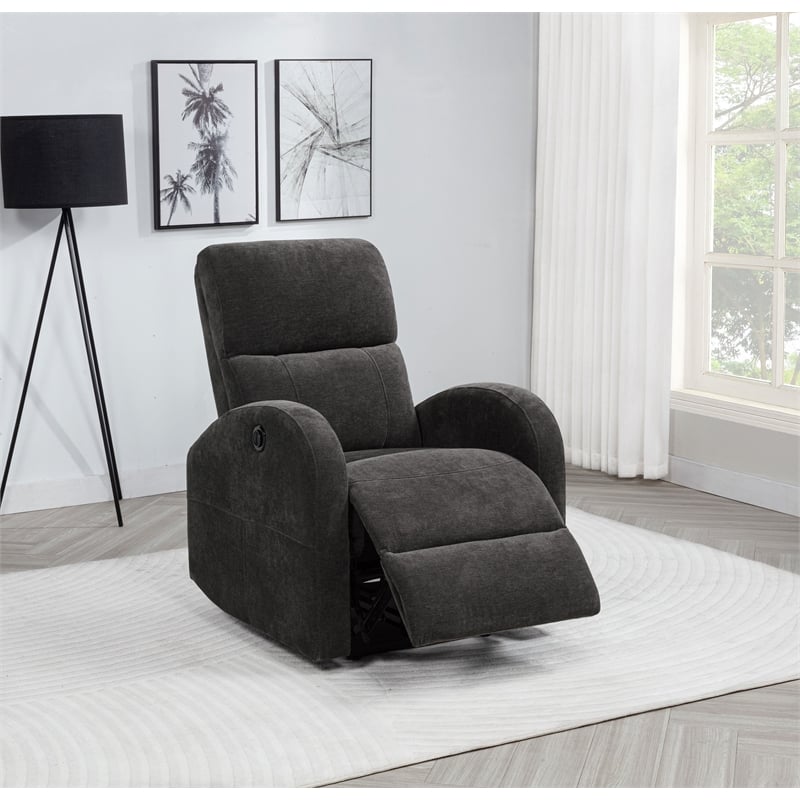 Pemberly Row Transitional Fabric Power Recliner Chair in Charcoal Gray