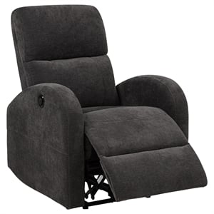 Pemberly Row Transitional Fabric Power Recliner Chair in Charcoal Gray