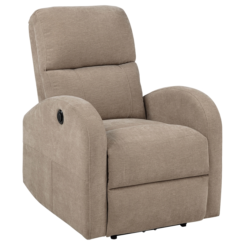 Pemberly Row Transitional Fabric Power Recliner Chair in Camel