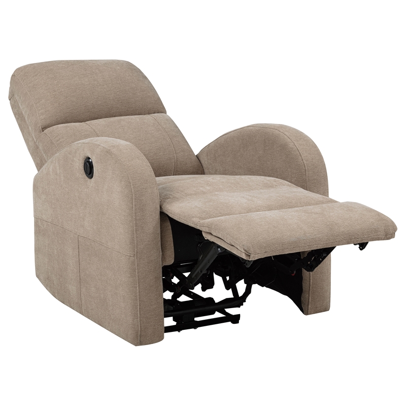 Pemberly Row Transitional Fabric Power Recliner Chair in Camel