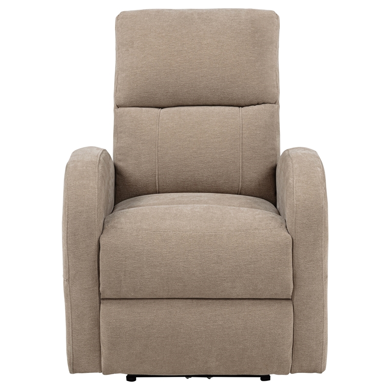 Pemberly Row Transitional Fabric Power Recliner Chair in Camel