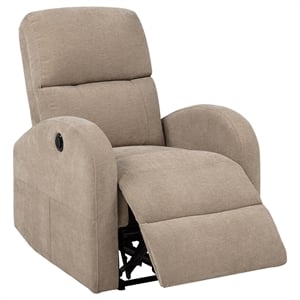 Pemberly Row Transitional Fabric Power Recliner Chair in Camel