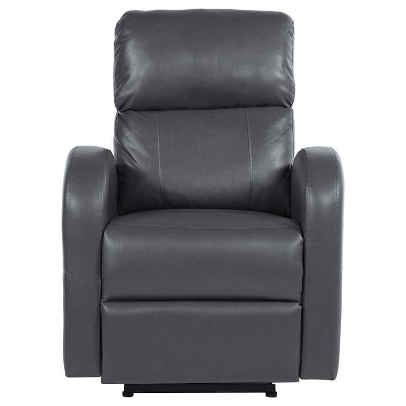 Pemberly Row Upholstered Faux Leather Power Recliner Chair in Grey