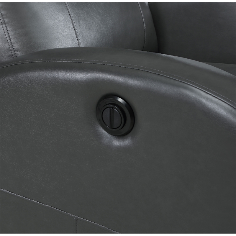 Pemberly Row Upholstered Faux Leather Power Recliner Chair in Grey