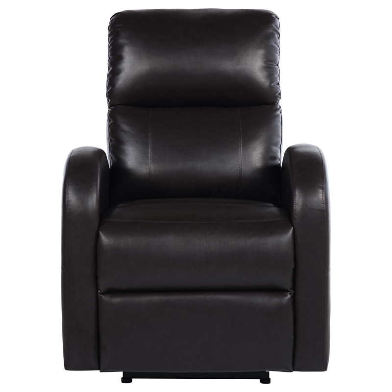 Pemberly Row Upholstered Faux Leather Power Recliner Chair in Brown