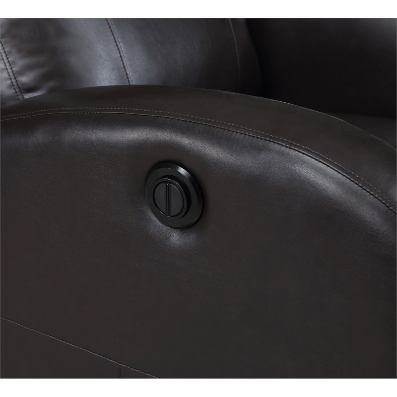 Pemberly Row Upholstered Faux Leather Power Recliner Chair in Brown