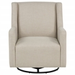 Pemberly Row Upholstered Fabric Swivel Glider Arm Chair in Latte