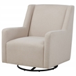 Pemberly Row Upholstered Fabric Swivel Glider Arm Chair in Latte