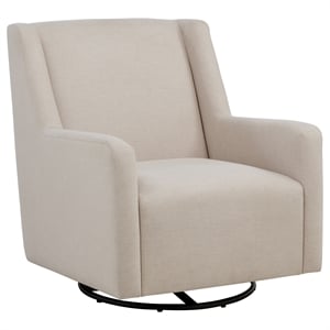 Pemberly Row Upholstered Fabric Swivel Glider Arm Chair in Latte