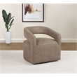 Pemberly Row Contemporary Fabric Swivel Accent Chair in Rocky Road Brown