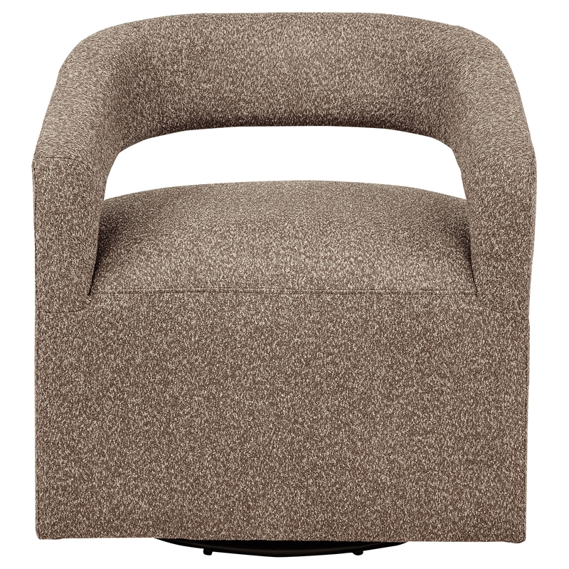 Pemberly Row Contemporary Fabric Swivel Accent Chair in Rocky Road Brown