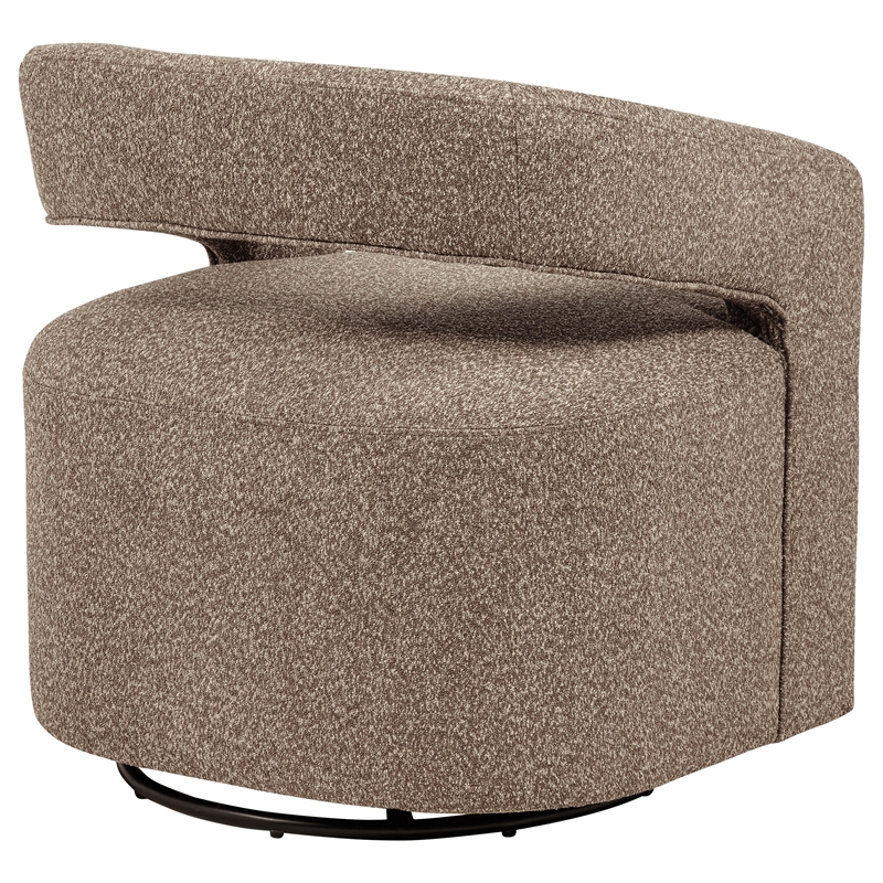 Pemberly Row Contemporary Fabric Swivel Accent Chair in Rocky Road Brown