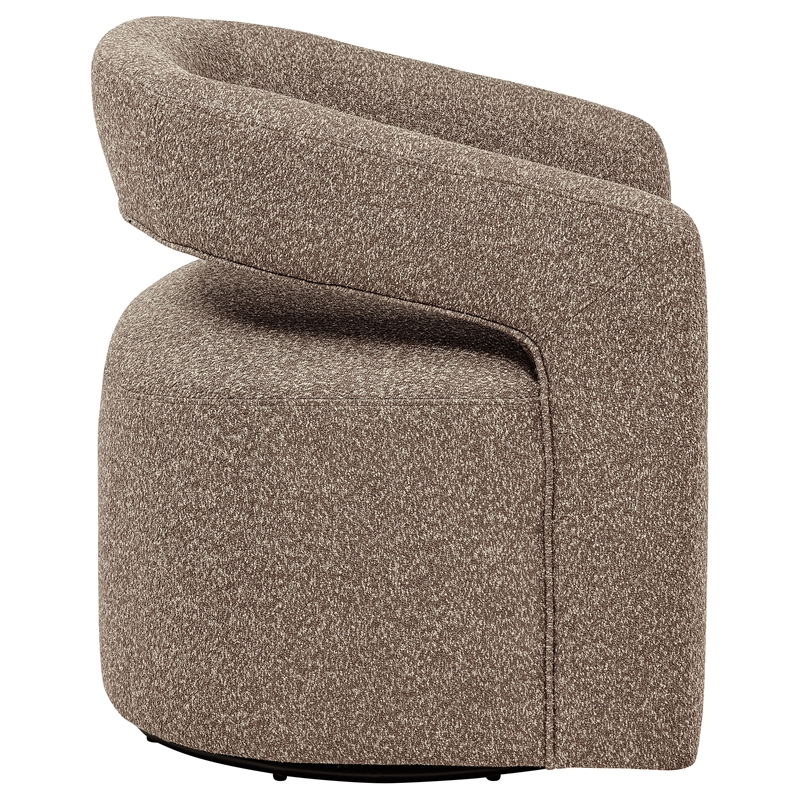 Pemberly Row Contemporary Fabric Swivel Accent Chair in Rocky Road Brown