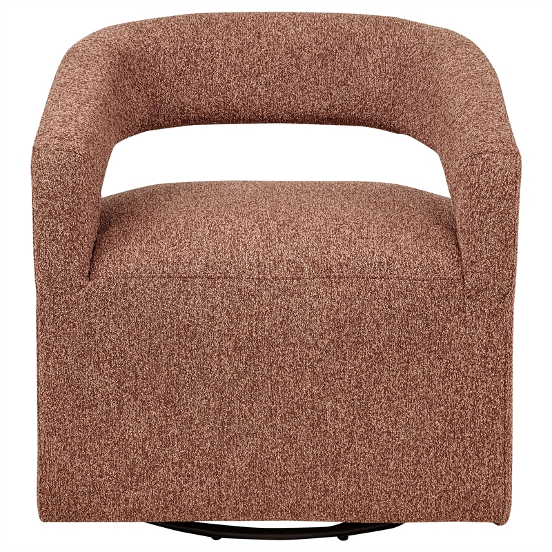 Pemberly Row Contemporary Fabric Swivel Accent Chair in Berry