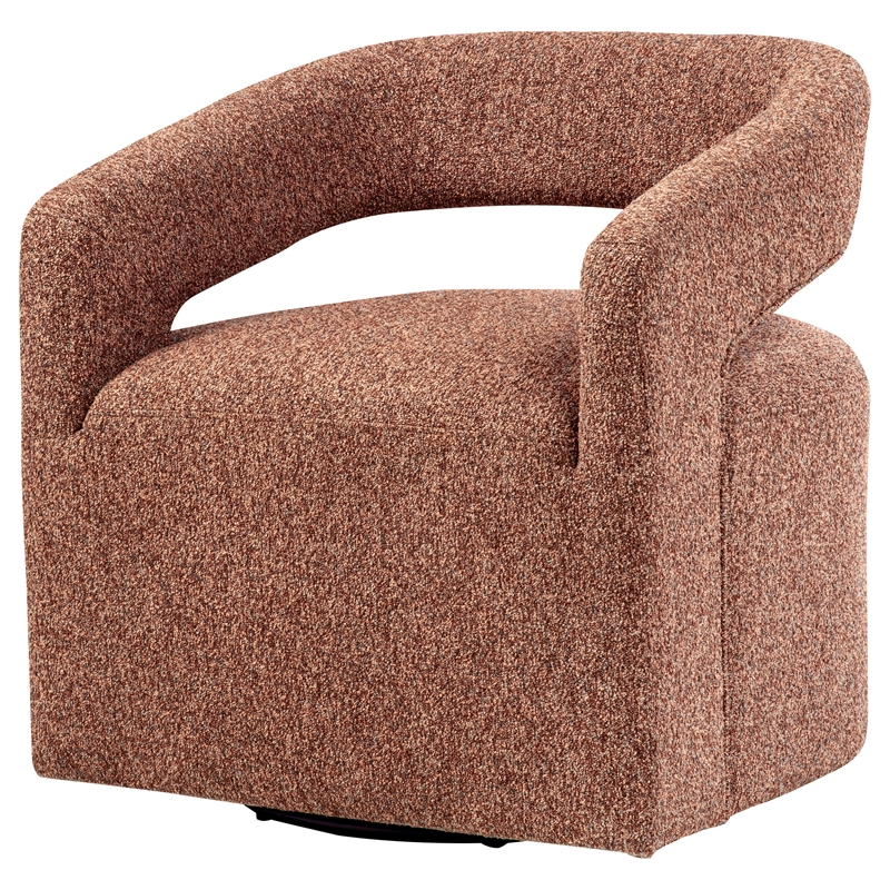 Pemberly Row Contemporary Fabric Swivel Accent Chair in Berry