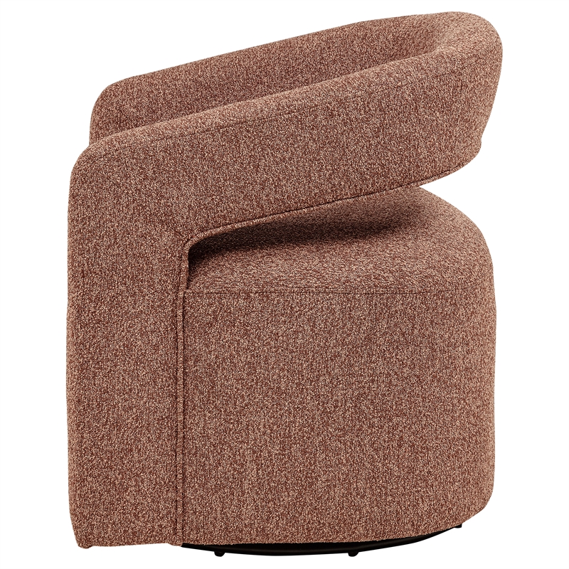 Pemberly Row Contemporary Fabric Swivel Accent Chair in Berry