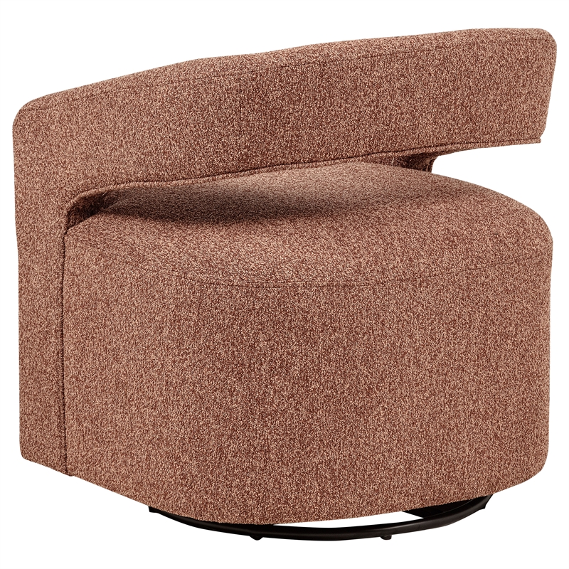 Pemberly Row Contemporary Fabric Swivel Accent Chair in Berry
