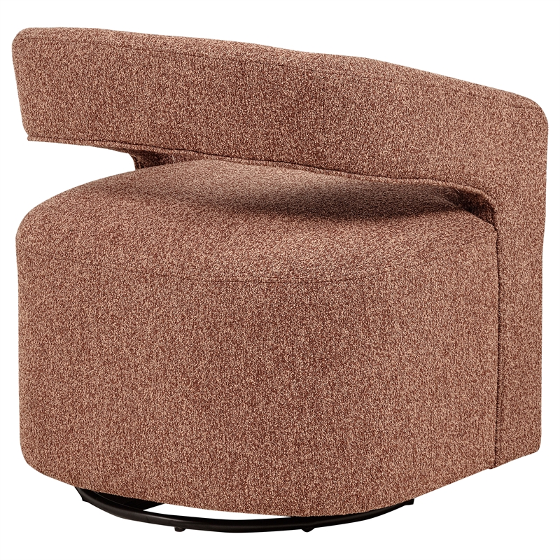 Pemberly Row Contemporary Fabric Swivel Accent Chair in Berry