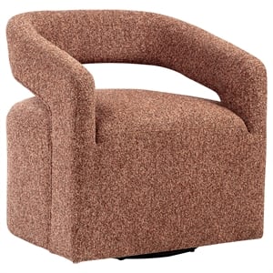 Pemberly Row Contemporary Fabric Swivel Accent Chair in Berry