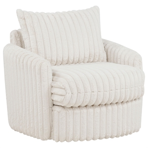 Pemberly Row Transitional Corduroy Fabric Swivel Accent Arm Chair in Ivory
