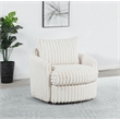 Pemberly Row Transitional Corduroy Fabric Swivel Accent Arm Chair in Ivory