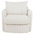Pemberly Row Transitional Corduroy Fabric Swivel Accent Arm Chair in Ivory