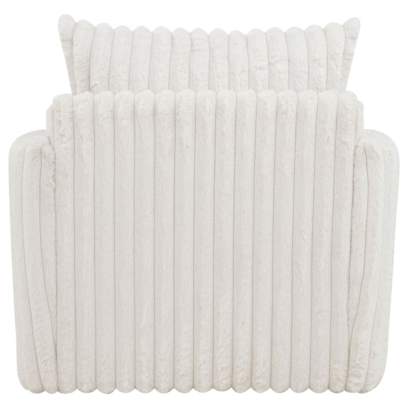 Pemberly Row Transitional Corduroy Fabric Swivel Accent Arm Chair in Ivory