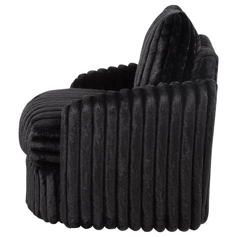 Pemberly Row Transitional Corduroy Fabric Swivel Accent Arm Chair in Black