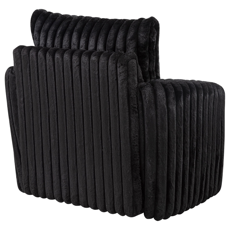 Pemberly Row Transitional Corduroy Fabric Swivel Accent Arm Chair in Black