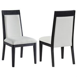 Pemberly Row 19.5&quot Fabric Upholstered Dining Side Chair in Ivory/Black