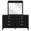 Pemberly Row 8-Drawer Fluted Dresser with Beveled Mirror in Black