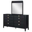 Pemberly Row 8-Drawer Fluted Dresser with Beveled Mirror in Black