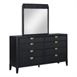 Pemberly Row 8-Drawer Fluted Dresser with Beveled Mirror in Black
