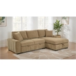 Pemberly Row Fabric Upholstered Sleeper Sectional Sofa RAF Chaise in Camel