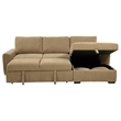 Pemberly Row Fabric Upholstered Sleeper Sectional Sofa RAF Chaise in Camel