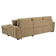 Pemberly Row Fabric Upholstered Sleeper Sectional Sofa RAF Chaise in Camel
