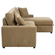 Pemberly Row Fabric Upholstered Sleeper Sectional Sofa RAF Chaise in Camel