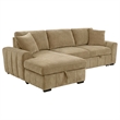 Pemberly Row Fabric Upholstered Sleeper Sectional Sofa LAF Chaise in Camel