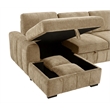 Pemberly Row Fabric Upholstered Sleeper Sectional Sofa LAF Chaise in Camel
