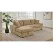 Pemberly Row Fabric Upholstered Sleeper Sectional Sofa LAF Chaise in Camel