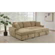 Pemberly Row Fabric Upholstered Sleeper Sectional Sofa LAF Chaise in Camel