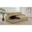 Pemberly Row Fabric Upholstered Sleeper Sectional Sofa LAF Chaise in Camel
